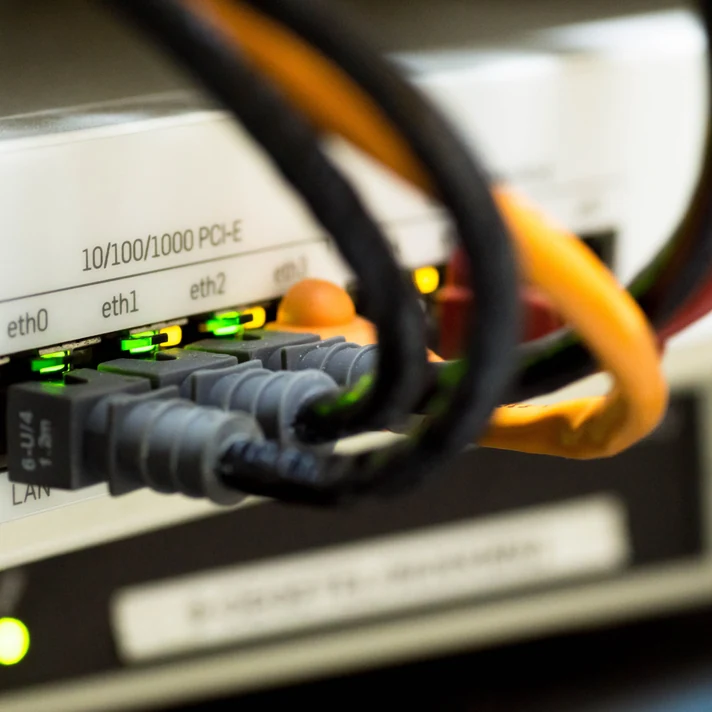 Router and network connections with Ethernet cables