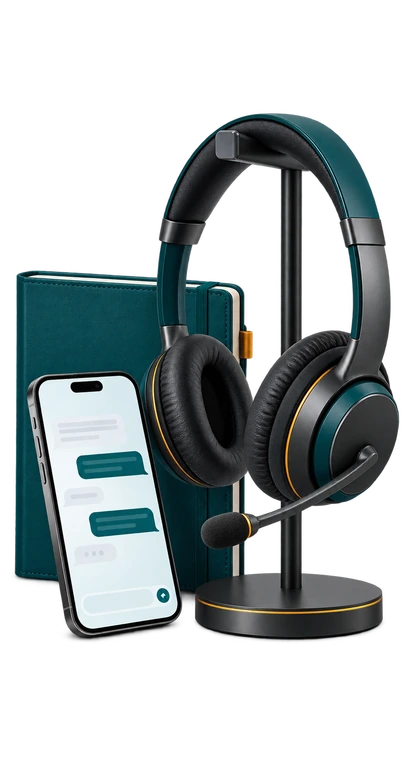 Customer support headset and business messaging tools